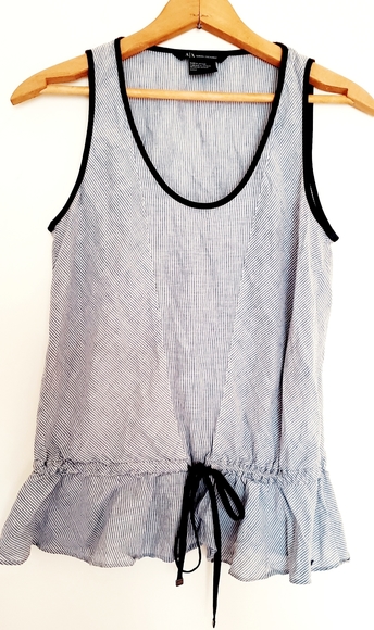 Armani Exchange gray striped peplum tank top - Picture 2 of 7